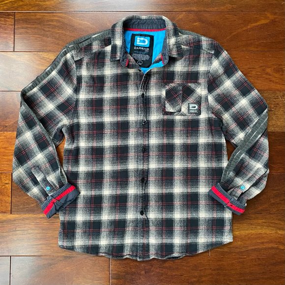 Vintage Darring USA Men's Flannel Plaid Button Down Shirt Size L 100% Cotton - Picture 1 of 10